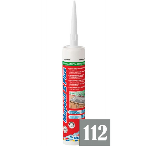 Mapei Mapesil Z Plus - противоплесневый силиконовый герметик, Серый №112 - 280 мл.