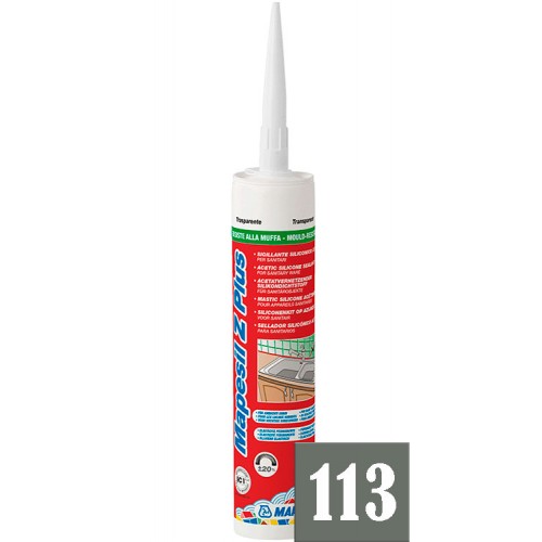 Mapei Mapesil Z Plus - противоплесневый силиконовый герметик, Темно-серый №113 - 280 мл.