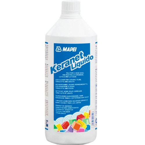 Mapei Keranet Liquido - кислотосодержащее средство для очистки цементных загрязнений, жидкость - 1,0 кг.