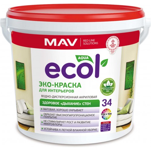 MAV ECOL 34 - эко-краска для интерьеров - 5л (7.0 кг)