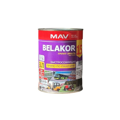 MAV Belakor 15 - грунт-эмаль 3в1 RAL 7024 (графитовый) - 1л (1,0 кг)