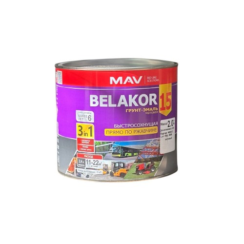 MAV Belakor 15 - грунт-эмаль 3в1 (красно-коричневый) - 2л (2,2 кг)
