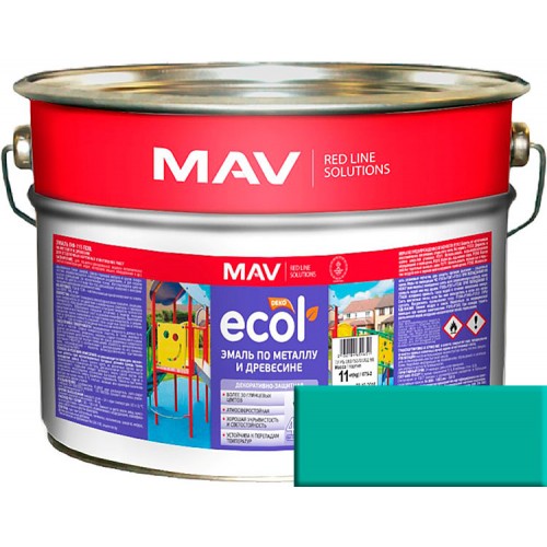 MAV ECOL ПФ-115 - эмаль по металлу и древесине, Бирюзовая - 20,0 л (20,0 кг) 