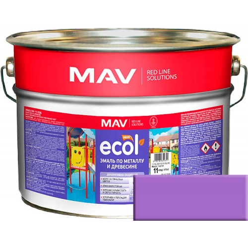 MAV ECOL ПФ-115 - эмаль по металлу и древесине, Фиолетовая - 10,0 л (11,0 кг) 