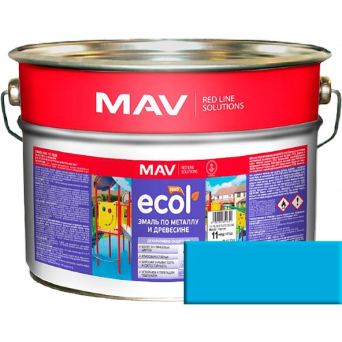 MAV ECOL ПФ-115 - эмаль по металлу и древесине, Голубая - 20,0 л (20,0 кг) 