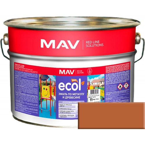 MAV ECOL ПФ-115 - эмаль по металлу и древесине, Коричневая - 20,0 л (20,0 кг) 