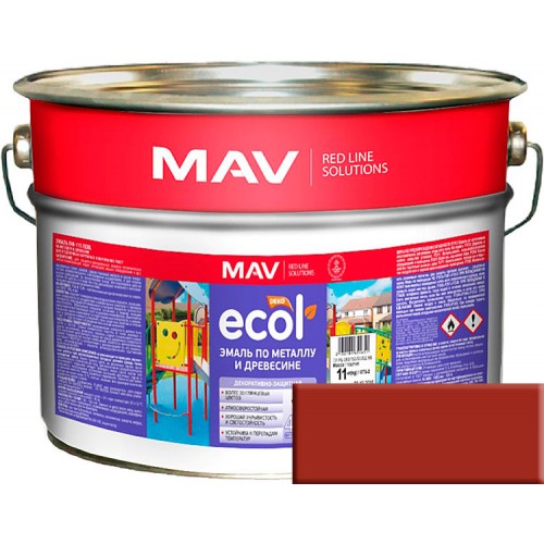MAV ECOL ПФ-115 - эмаль по металлу и древесине, Красно-коричневая - 20,0 л (20,0 кг) 