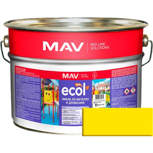 MAV ECOL ПФ-115 - эмаль по металлу и древесине, лимонная - 27,0 л (27,0 кг) 
