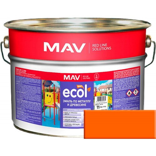 MAV ECOL ПФ-115 - эмаль по металлу и древесине, Оранжевая - 20,0 л (20,0 кг) 