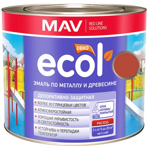 MAV ECOL ПФ-115 - эмаль по металлу и древесине, Ореховая - 1,0 л (0,9 кг) 