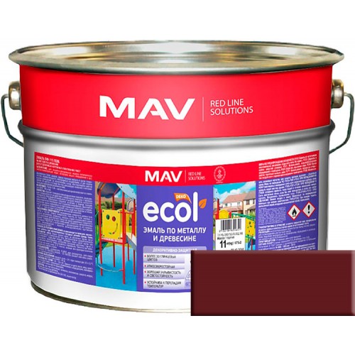 MAV ECOL ПФ-115 - эмаль по металлу и древесине, Шоколадная - 20,0 л (20,0 кг) 