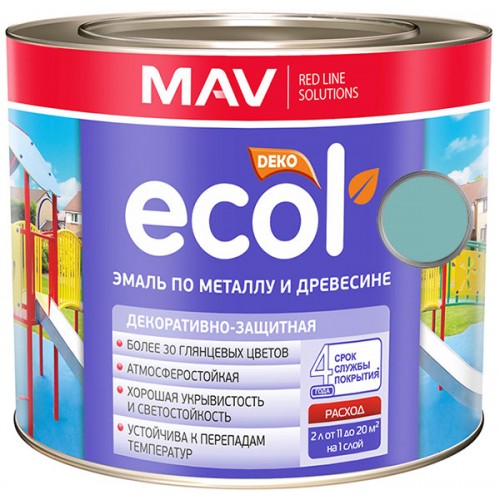 MAV ECOL ПФ-115 - эмаль по металлу и древесине, Аквамарин - 2,4 л (2,0 кг) 