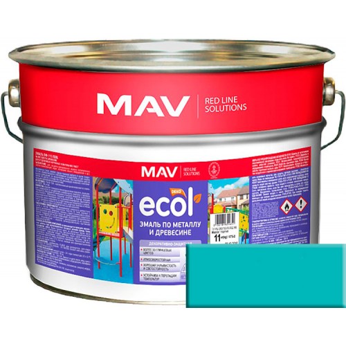 MAV ECOL ПФ-115 - эмаль по металлу и древесине, Аквамарин - 27,0 л (27,0 кг) 