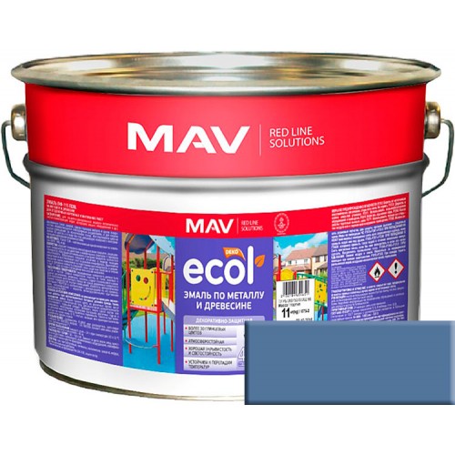 MAV ECOL ПФ-115 - эмаль по металлу и древесине, Серо-синяя - 20,0 л (20,0 кг) 
