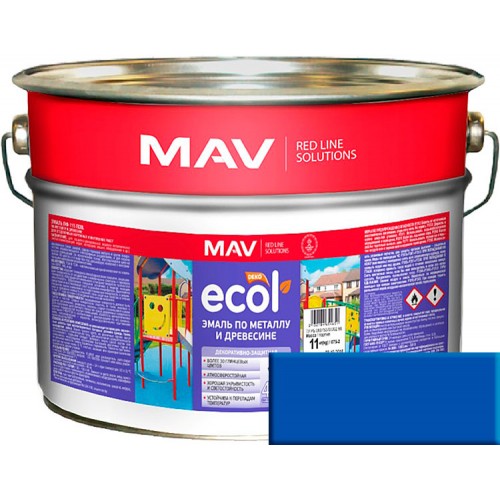 MAV ECOL ПФ-115 - эмаль по металлу и древесине, Ярко-синяя - 27,0 л (25,0 кг) 