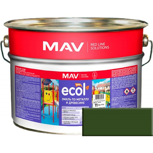 MAV ECOL ПФ-115 - эмаль по металлу и древесине, защитная - 10,0 л (11,0 кг) 