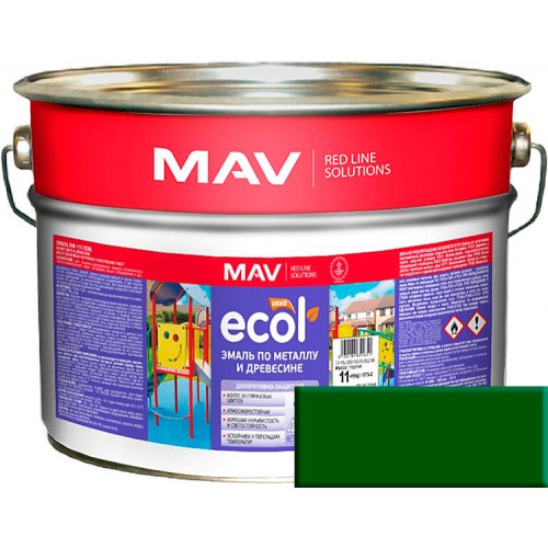 MAV ECOL ПФ-115 - эмаль по металлу и древесине, Зеленая - 20,0 л (20,0 кг) 