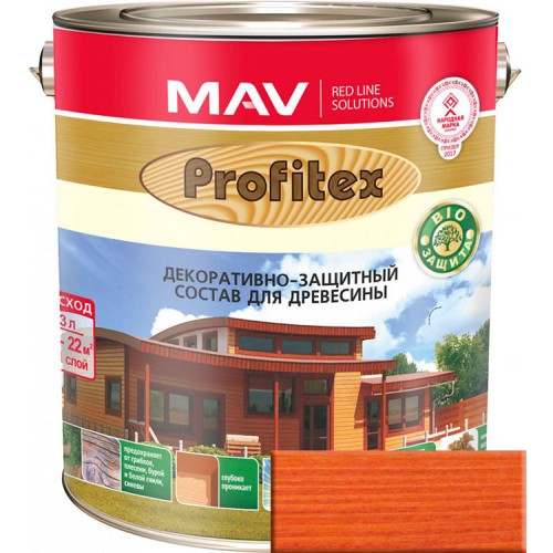 PROFITEX - защитно-декоративный состав для древесины / Красное дерево / -  10л (8,0кг)