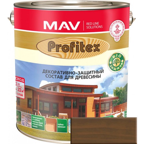 PROFITEX - защитно-декоративный состав для древесины / Палисандр / - 3,0 л. (2,2 кг)