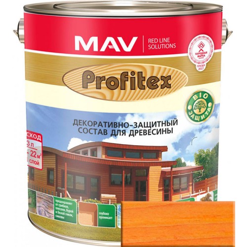 PROFITEX - защитно-декоративный состав для древесины / Тик / - 10л (8,0 кг)