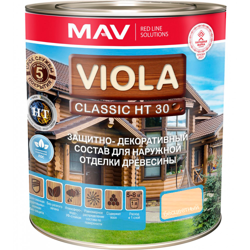 VIOLA Classic HT 30 cостав защитно-декоративный для древесины бесцветный - 1,0 л. (0,7 кг)