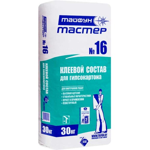 Клеевой состав Тайфун Мастер 16 гипсовый - 30,0 кг