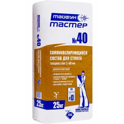 Тайфун Мастер 40 самонивелирующийся состав для стяжек - 25,0 кг
