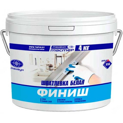 Тайфун Мастер Финиш белая полимерная шпатлевка, финишная - 4,0 кг