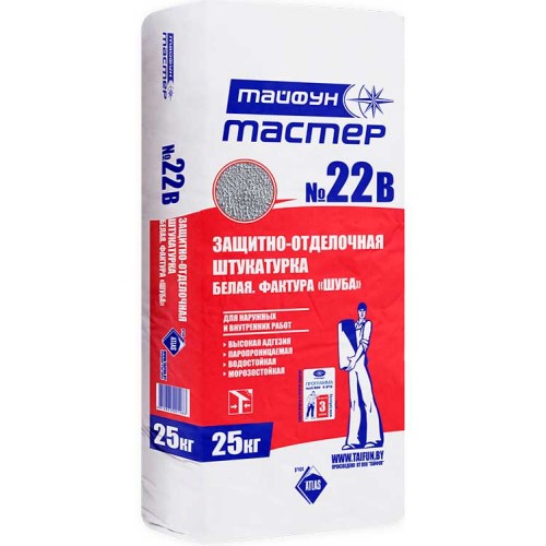 Тайфун Мастер 22в защитно-отделочная штукатурка шуба, белая - 25,0 кг