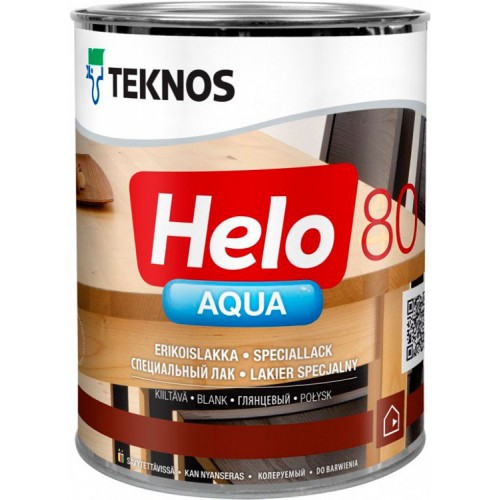 Teknos Helo Aqua 80 - водный лак для дерева - 0,45л (глянцевый)
