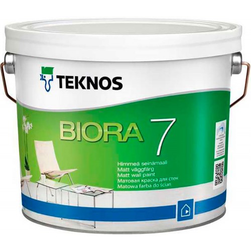 Teknos Biora 7 - краска для стен и потолков - 9,0л.