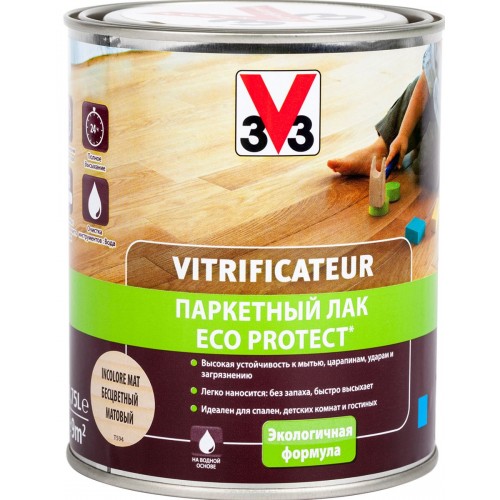 V33 ECO PROTECT - акриловый паркетный лак (матовый) - 5,0 л