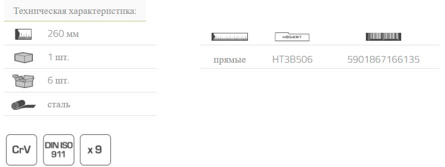 Ножницы для металла прямые Hoegert HT3B506